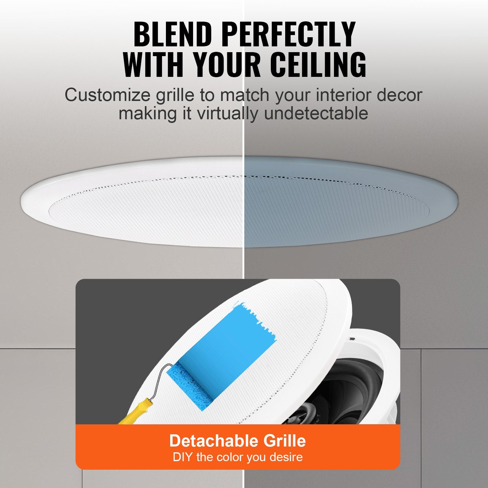 4 PCs 6.5'' Bluetooth In Ceiling Speakers, 150W, Flush Mount Ceiling & In - Wall Speaker System With 8ΩImpedance 89dB Sensitivity, For Home Kitchen Living Room Bedroom Or Covered Outdoor Porches - 5 - CJ