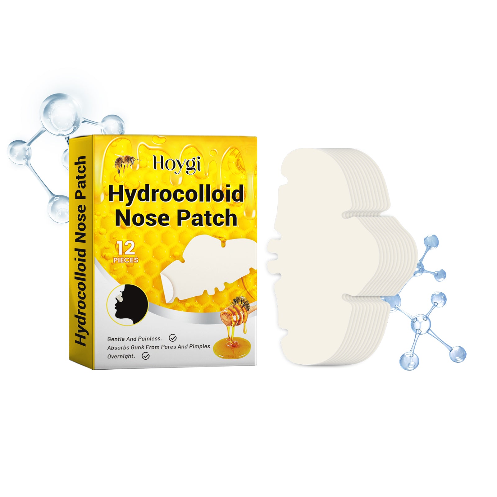 Hoygi Hydrocolloid Nose Patch, Hydrocolloid Invisible Concealer To Remove Blackheads And Acne Facial Pore Cleaning Nose Patch - 5 - CJ