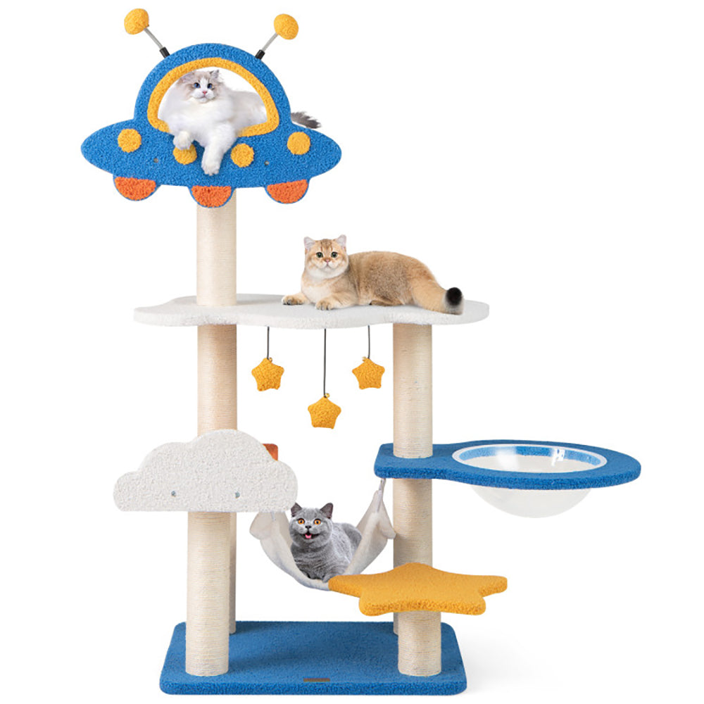 49 Inches Tall Cat Tree With UFO Top Perch Space Capsule And Sisal Scratching Posts - 5 - CJ