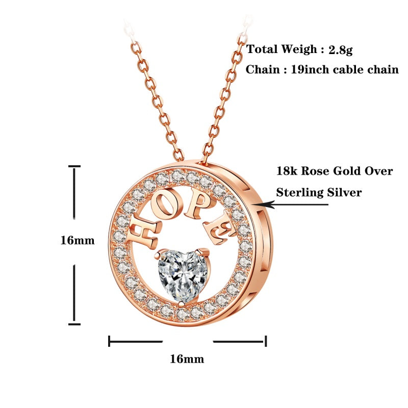 Emma Manor Necklace For Women 18k Gold Plated 925 Silver 5A Zirconia Diamond Hope Pendant Necklace - 5 - CJ