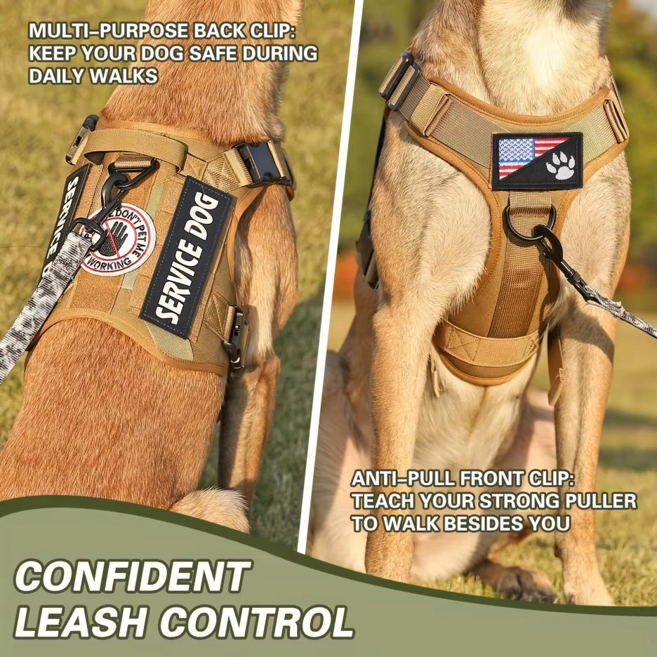 Tactical Pet Chest Service Dog Harness Vest Adjustable Reflective Dog Harness Metal Buckle Hiking Training - 5 - CJ