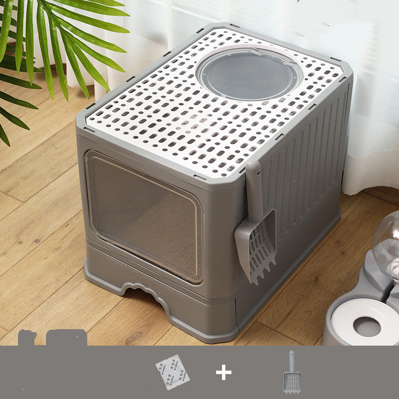 Large Double Door Drawer Foldable Cat Litter Basin - 0 - CJ