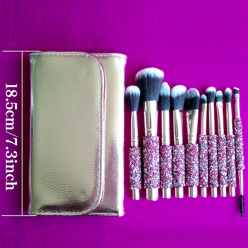 10 IN 1 Diamond Inlaid Handmade Custom Makeup Brush - 5 - CJ