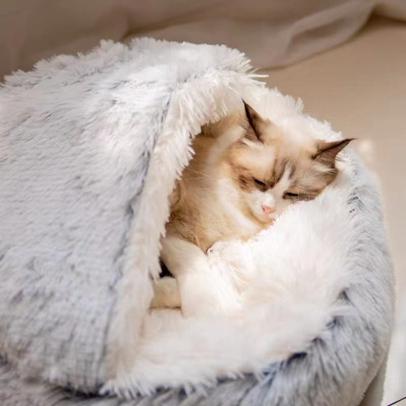 Semi - closed Cat Bed Four Seasons Universal Cover Shell Nest Small Dog Winter Pet Supplies - 0 - CJ