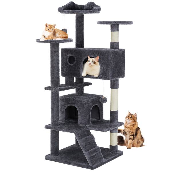 Large Cat Tree Tower, 62 - 70 - 80 Cat Tree  Large Cats, Multi Level With Scratching Post, Cozy Cat Jumping Platform Space, Grey - 5 - CJ