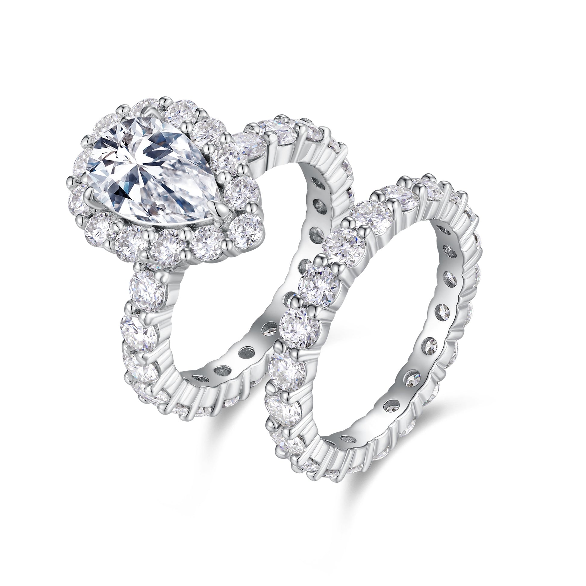 1Devoted Dew - Fashionable Men’s And Women’s Ring And Ring Jewelry Set With Moissanite S925 Sterling Silver And Platinum-plated Diamond. Prohibit TikTok sales