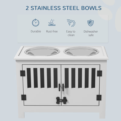 Dog Food Storage Cabinet with Bowls & Dog Feeding Station, White - 5 - CJ