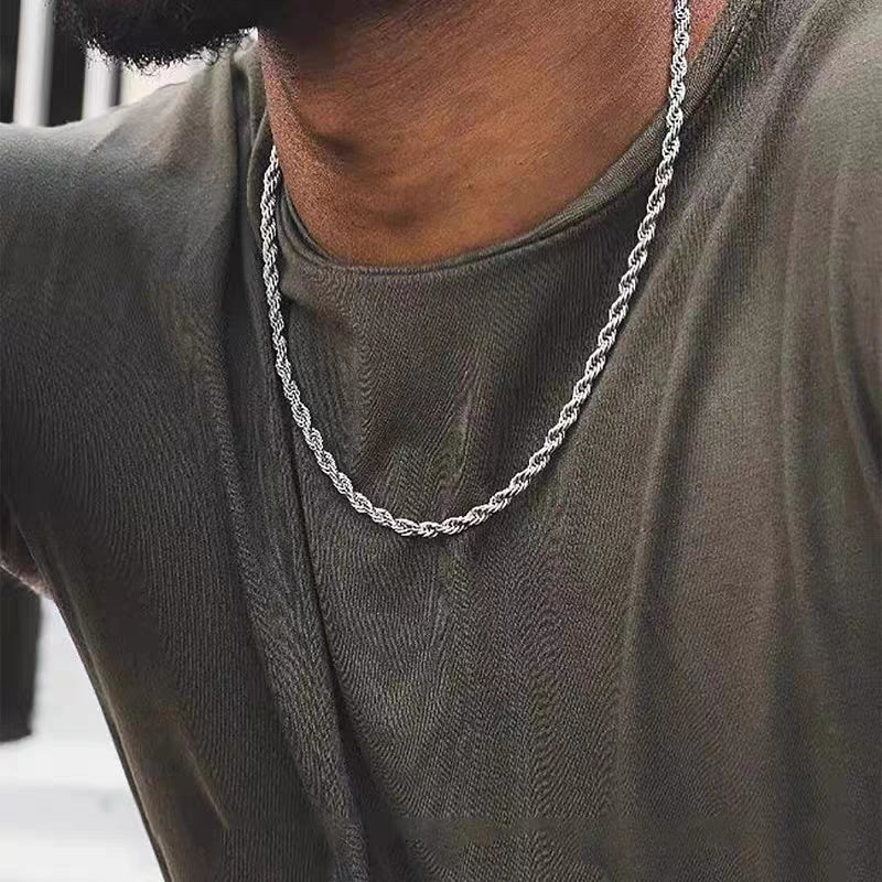 1pc Stainless Steel Twist Chain Necklace,Daily Wear Essential,Ideal Gift For Jewelry Enthusiasts And Crafters - 5 - CJ