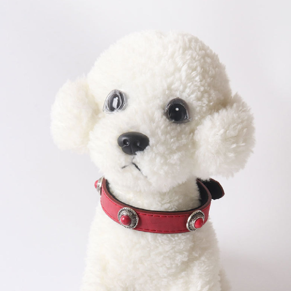 PU Leather Cat's Eye Stone Dog Collar - 0 - CJ