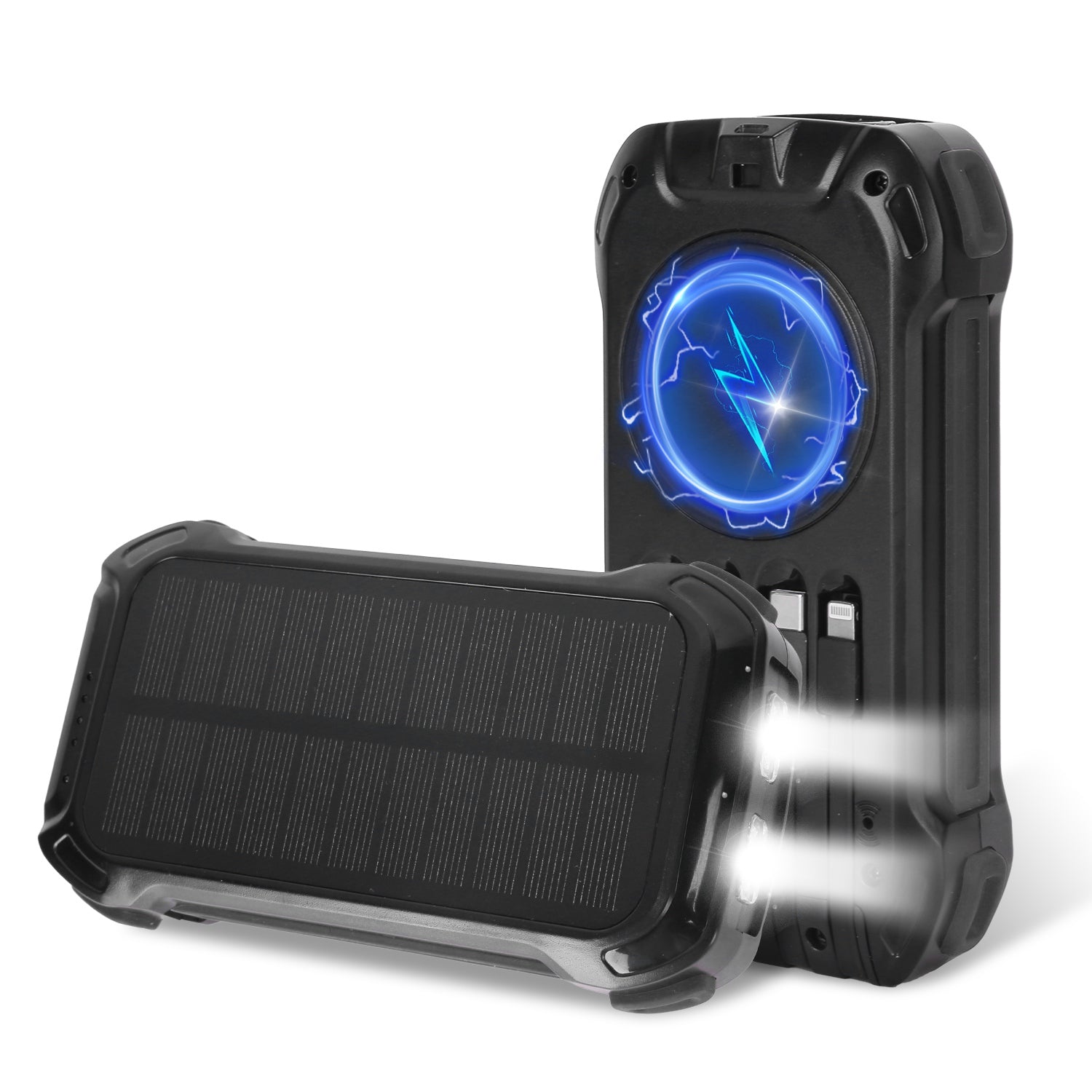 1Pc Portable Solar Charger 49800mAh Power Bank External Battery Pack 22.5W PD Fast Charging Built In 4 Cables 15W Wireless Charging LED Flashlight For Camping Hiking Picnic Travel - 5 - CJ