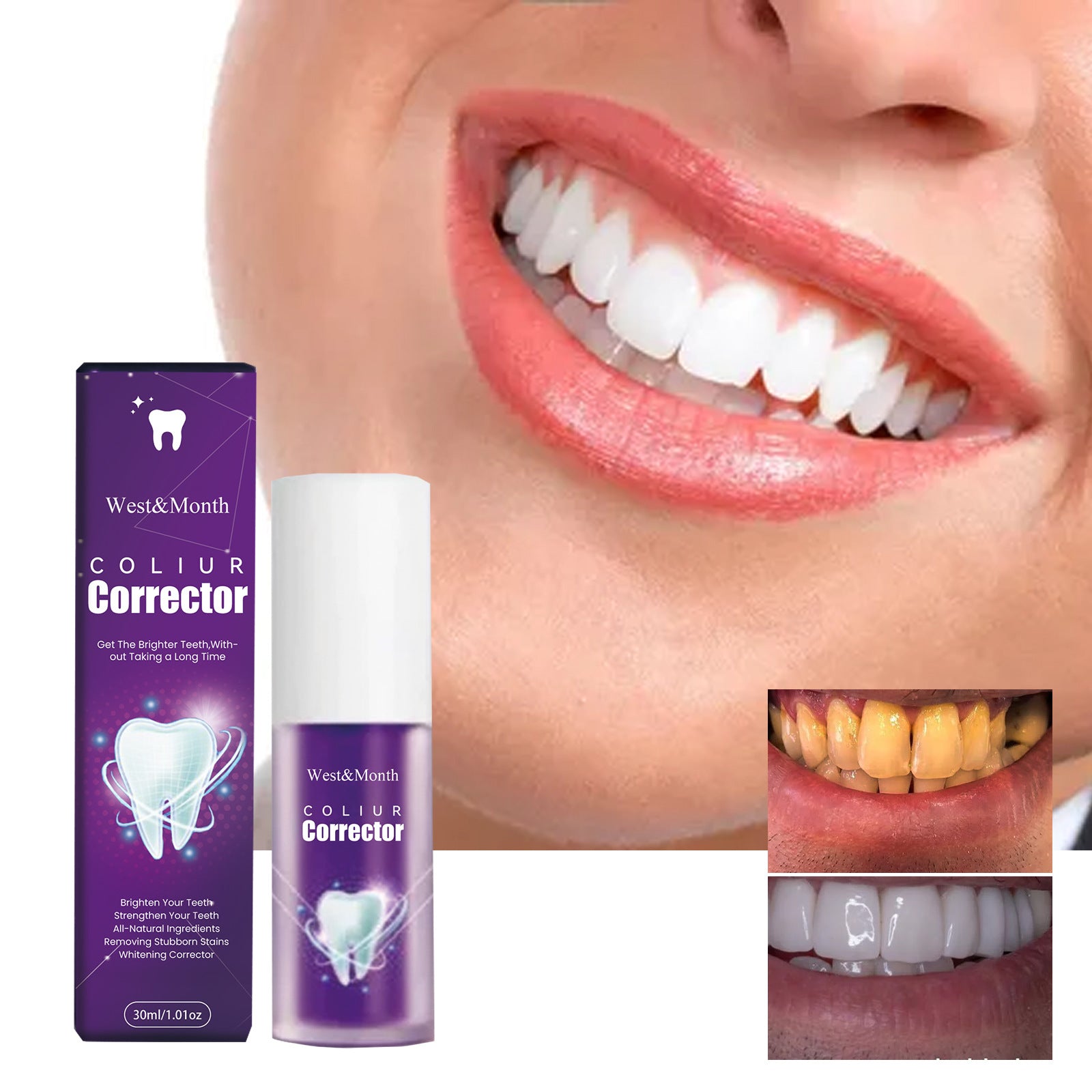 West&Month Purple Whitening Toothpaste Clean Stains Oral Odor Care Gums Whitening Teeth Toothpaste - 5 - CJ