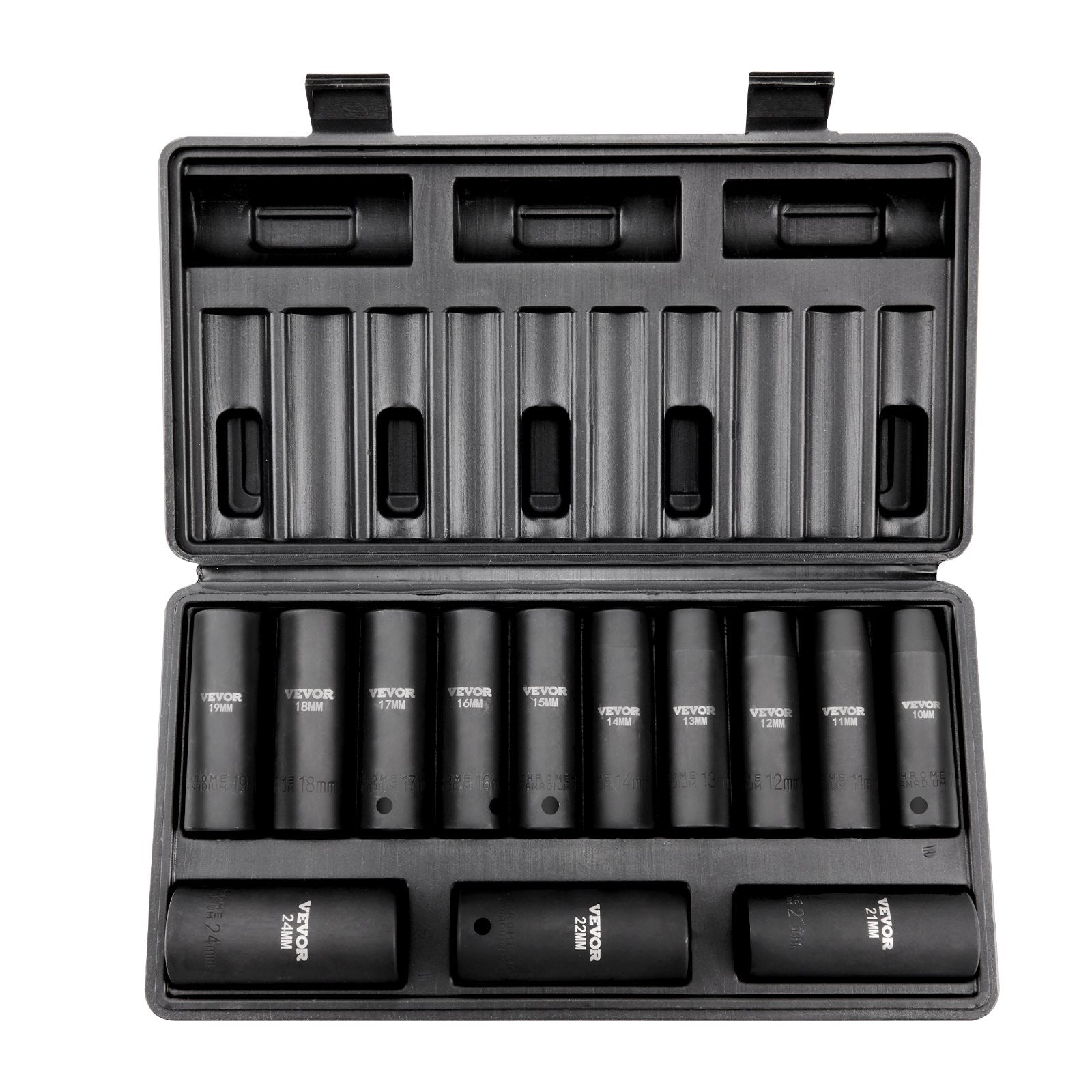 Drive Impact Socket Set, 13 Piece Deep Socket Set Metric 10 - 24mm, 6 Point CR - V Alloy Steel For Auto Repair, Easy - to - Read Size Markings, Rugged Construction, Includes Storage Case - 5 - CJ