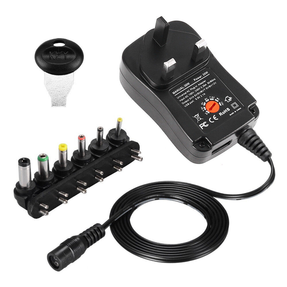 Universal 3-12V Adjustable Voltage Adaptor Charger USB AC DC Power Supply Adapte