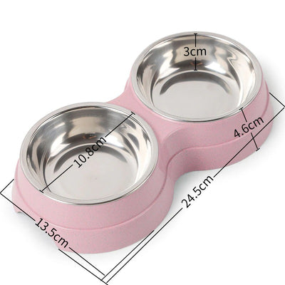 Double Pet Bowls Dog Food Water Feeder Stainless Steel Pet Drinking Dish Feeder Cat Puppy Feeding Supplies Small Dog Accessories - 5 - CJ