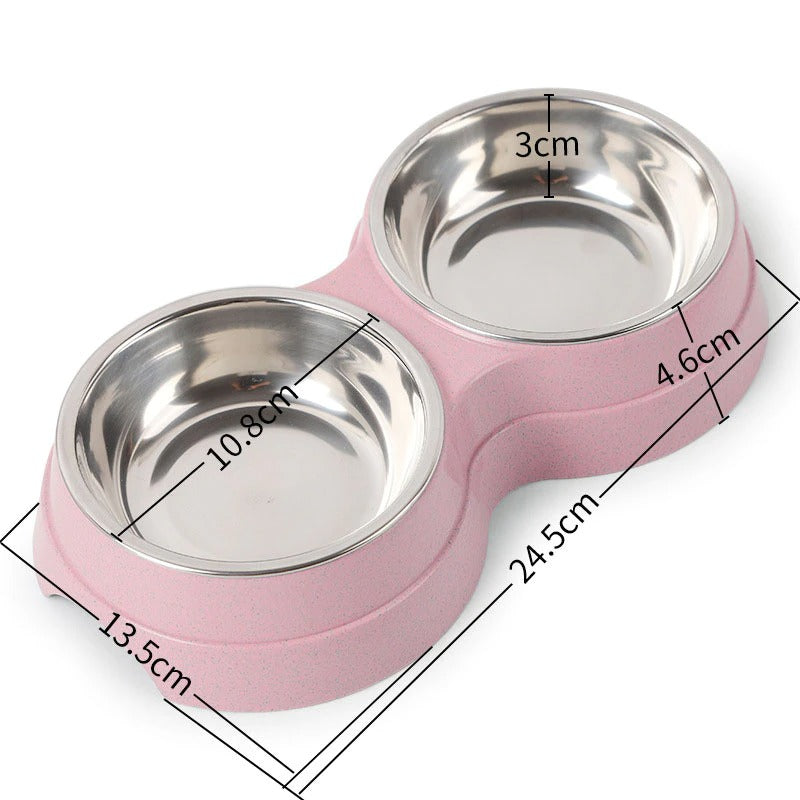 Double Pet Bowls Dog Food Water Feeder Stainless Steel Pet Drinking Dish Feeder Cat Puppy Feeding Supplies Small Dog Accessories - 5 - CJ