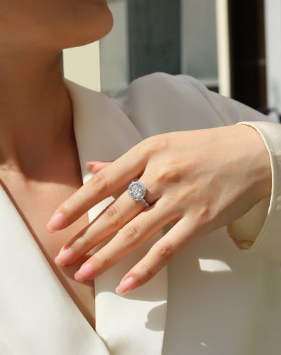 1Starlight Shining - A Fashionable Jewelry Ring Set With 3 - carat Moissanite S925 Sterling Silver And Platinum - plated Diamond Prohibit TikTok sales - 5 - CJ
