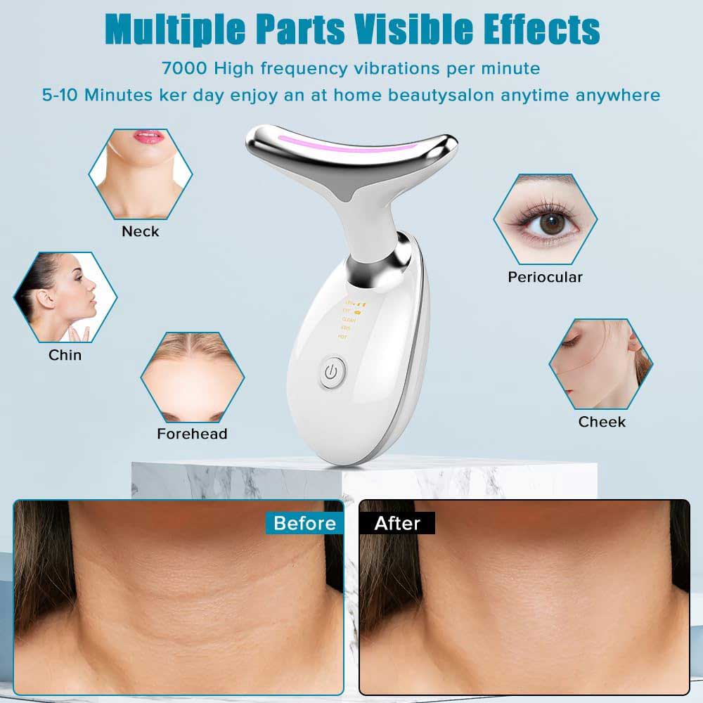 Neck Face Massager Face Sculpting Tool 3 Colour Modes And Vibration For Facial Massager For Double Chin - 5 - CJ