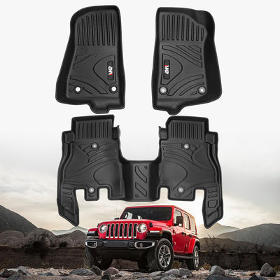 MKR Waterproof And Stain - resistant TPE Car Floor Mats Black 3 PCS For Jeep Wrangler JL 2018 4 Doors Model Not Fit For Jeep Wrangler JK Or 4XE - 5 - cjdropshipping