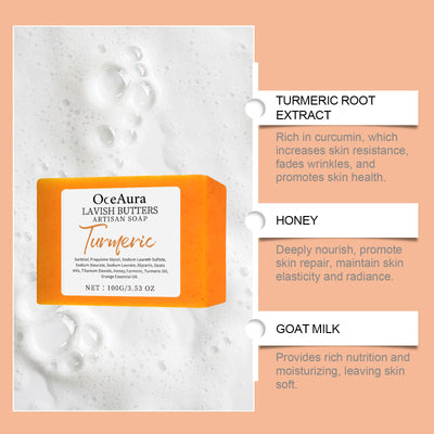 OceAura Turmeric Skin Care Soap, Clean And Moisturize The Body Skin Translucent And Smooth Bath Fragrance Skin Care Soap - 5 - CJ