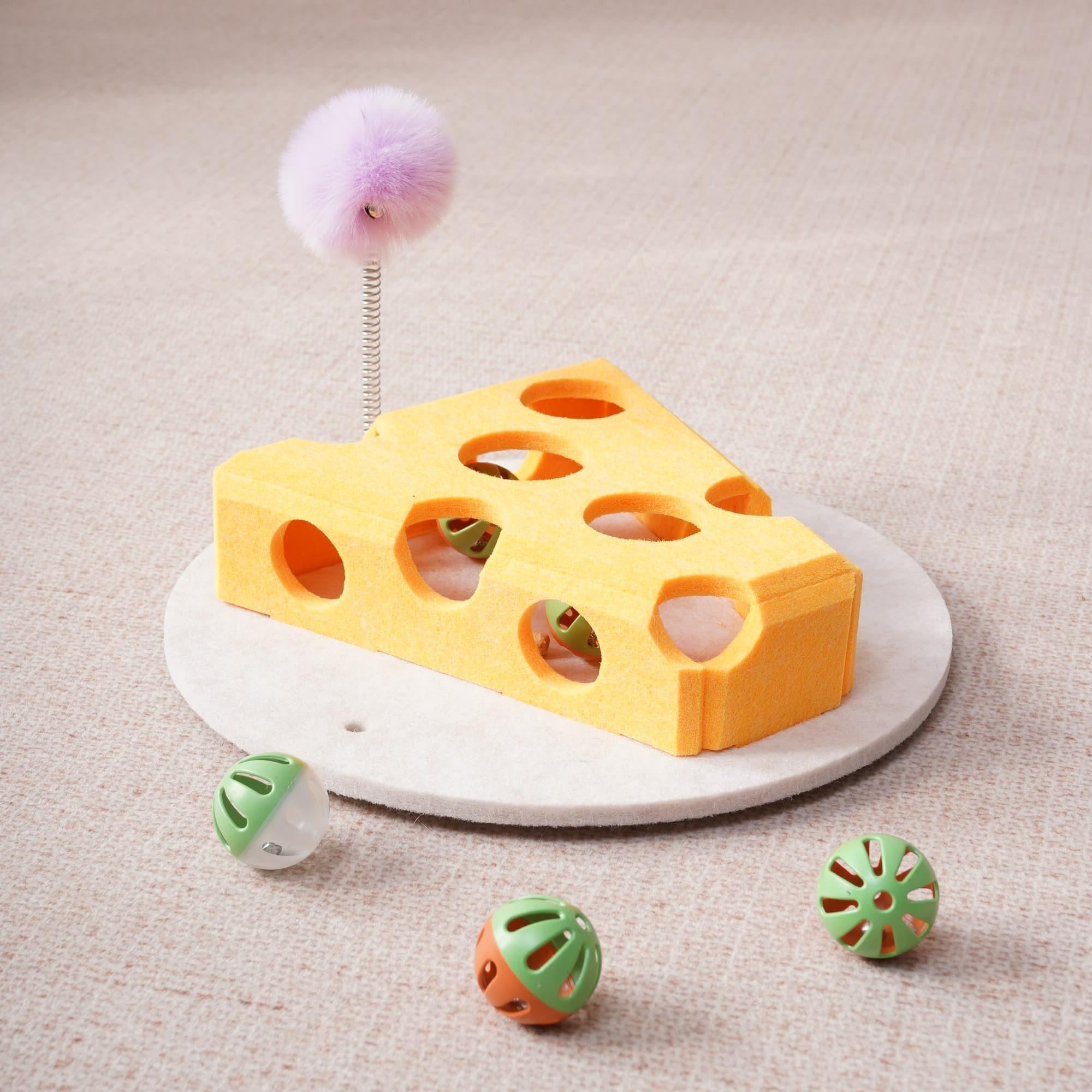 Cat Puzzle Toy With Ball And Spring - loaded Wand Felt Indoor Cat Toy Box Suction Cup Base Treat Puzzle Helps Cats Play Independently And Improves Their Intelligence. - 5 - CJ