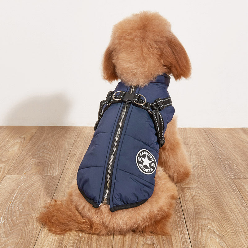 Pet Warm Dog Cotton - padded Clothes Fleece - lined Thickened Reflective Gallus - 0 - CJ
