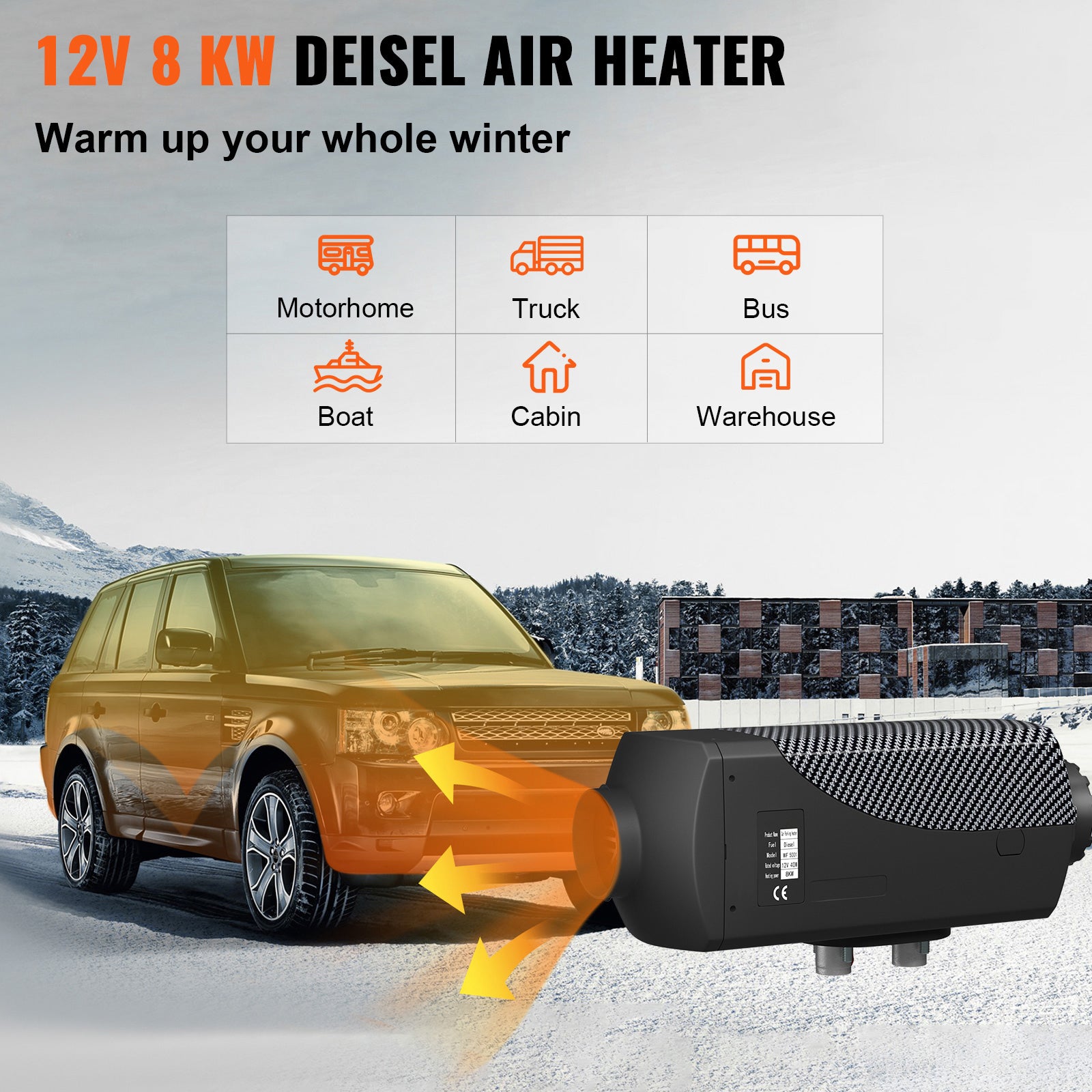 VEVOR 8KW Diesel Air Heater Muffler Diesel Heater 12V Remote Control Diesel Parking Heater With LCD Switch For Car Trucks Motor - home Boat And Bus - 5 - cjdropshipping