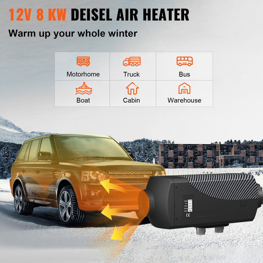 VEVOR 8KW Diesel Air Heater Muffler Diesel Heater 12V Remote Control Diesel Parking Heater With LCD Switch For Car Trucks Motor - home Boat And Bus - 5 - cjdropshipping