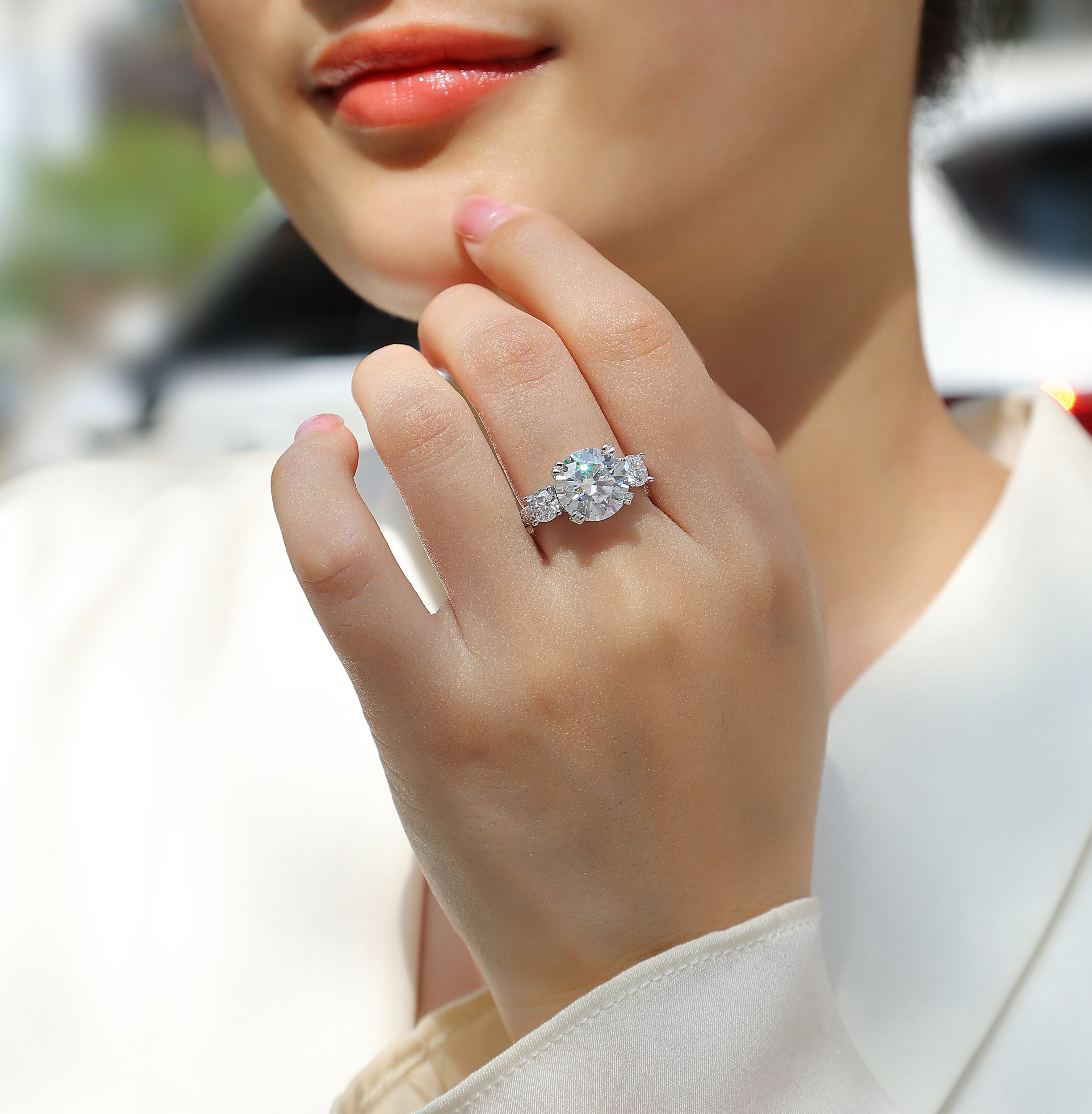 1Dazzling Stars - A Fashionable And Luxurious Jewelry Piece Set With 5 - carat Moissan Diamond S925 Sterling Silver And Platinum - plated Diamond Prohibit TikTok sales - 5 - CJ