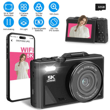 1Pc 5K 75MP Digital Camera For Photography Anti Shake WiFi Vlogging Video Camera With 9 Shooting Modes 18X Zoom Fill Light Webcam Function 2 Batteries 32G MMC Card 180Degree Flip IPS Screen - 5 - CJ