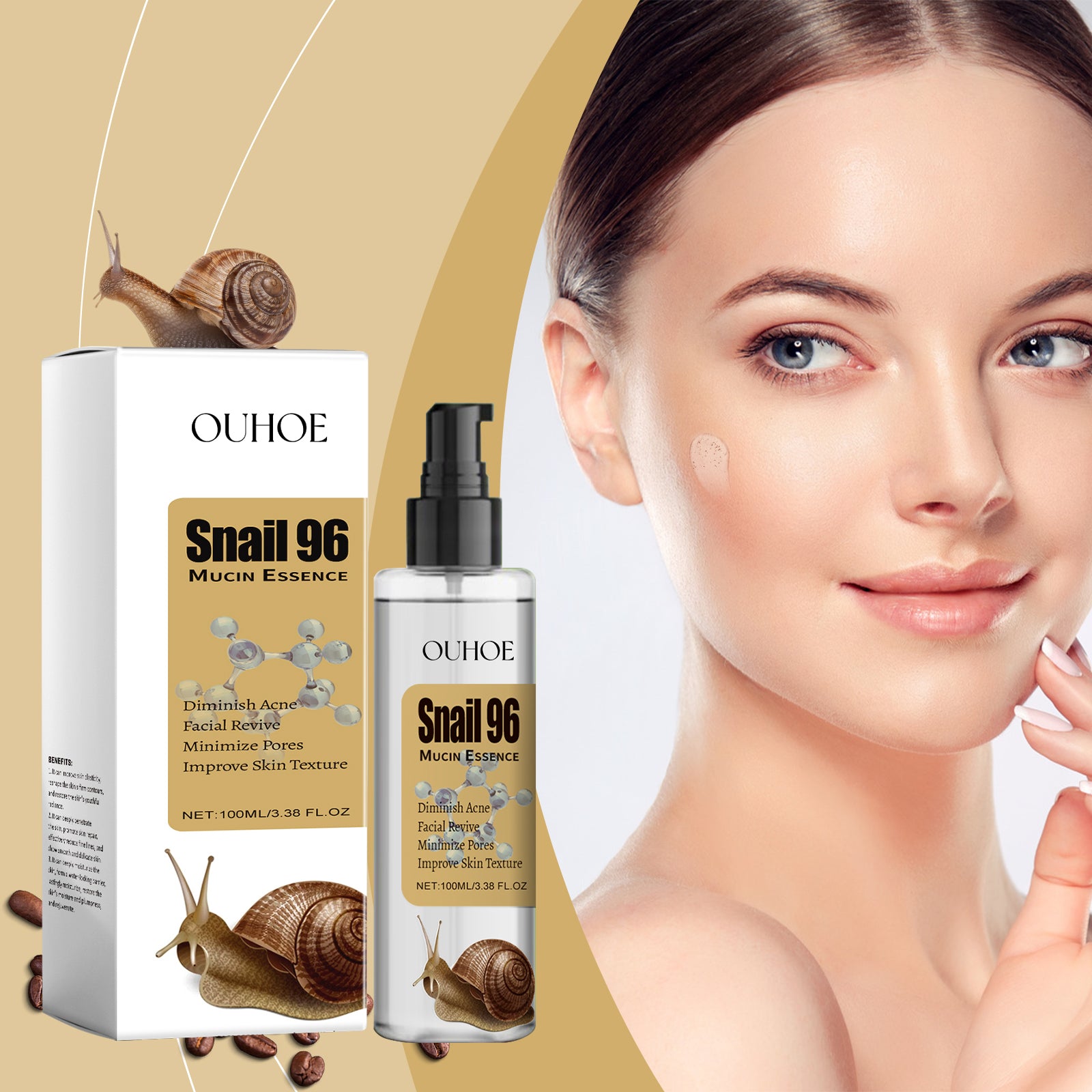 Ouhoe Snail Brightening Essence Surface Hydrating, Moisturizing, Firming, Brightening And Rejuvenating Serum - 5 - CJ