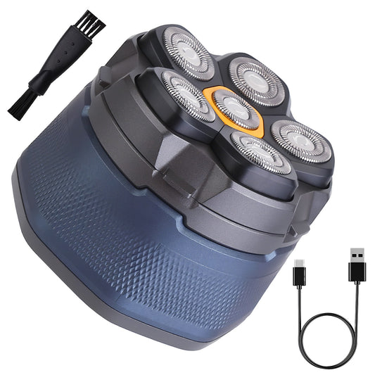 1Pc  Cordless Electric Head Shaver For Men 6D Magnetic Floating Head IPX6 Waterproof Wet Dry Shaving Electric Razor Type - C Rechargeable Trimmer With LED Digital Display For Bald Man - 5 - CJ