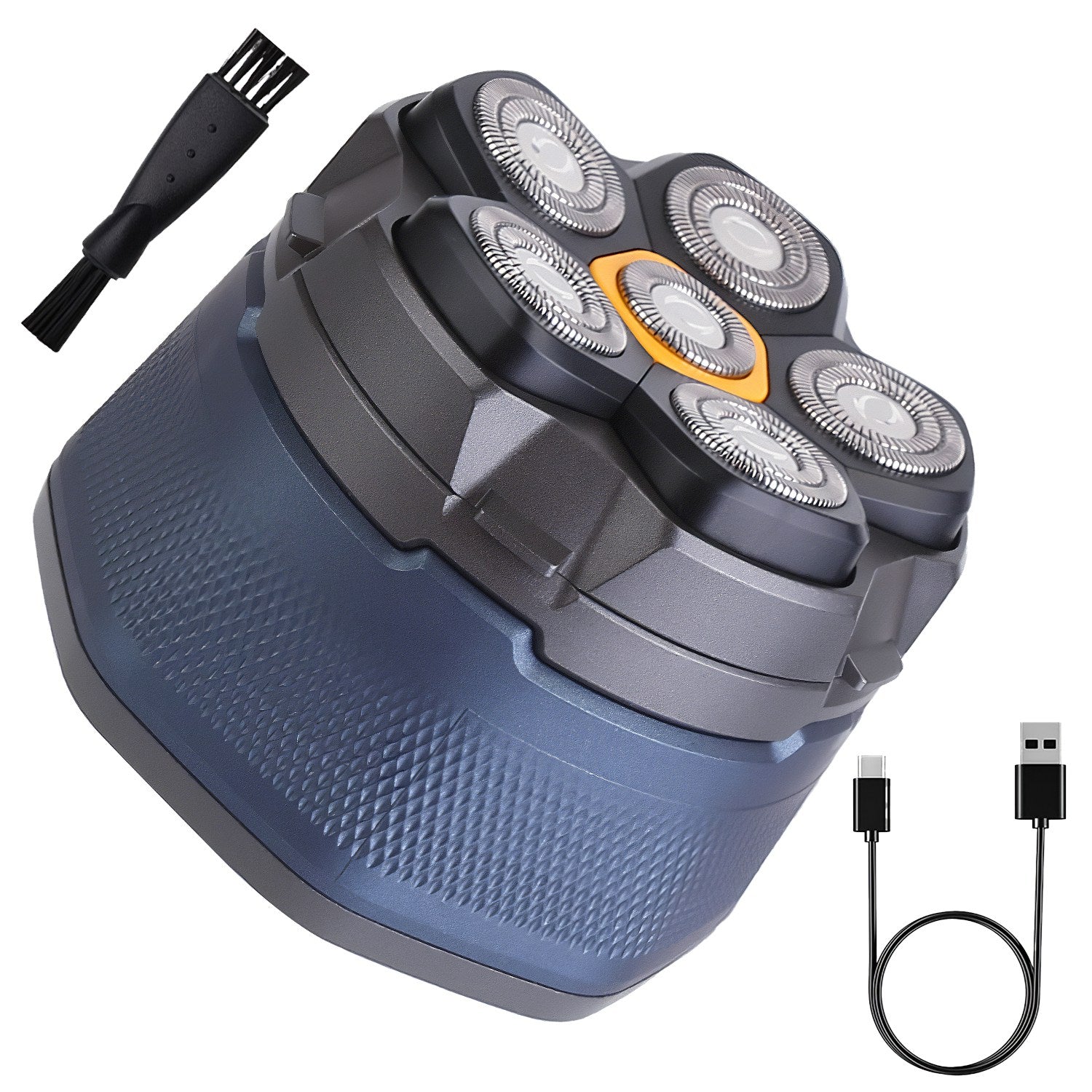 1Pc  Cordless Electric Head Shaver For Men 6D Magnetic Floating Head IPX6 Waterproof Wet Dry Shaving Electric Razor Type-C Rechargeable Trimmer With LED Digital Display For Bald Man