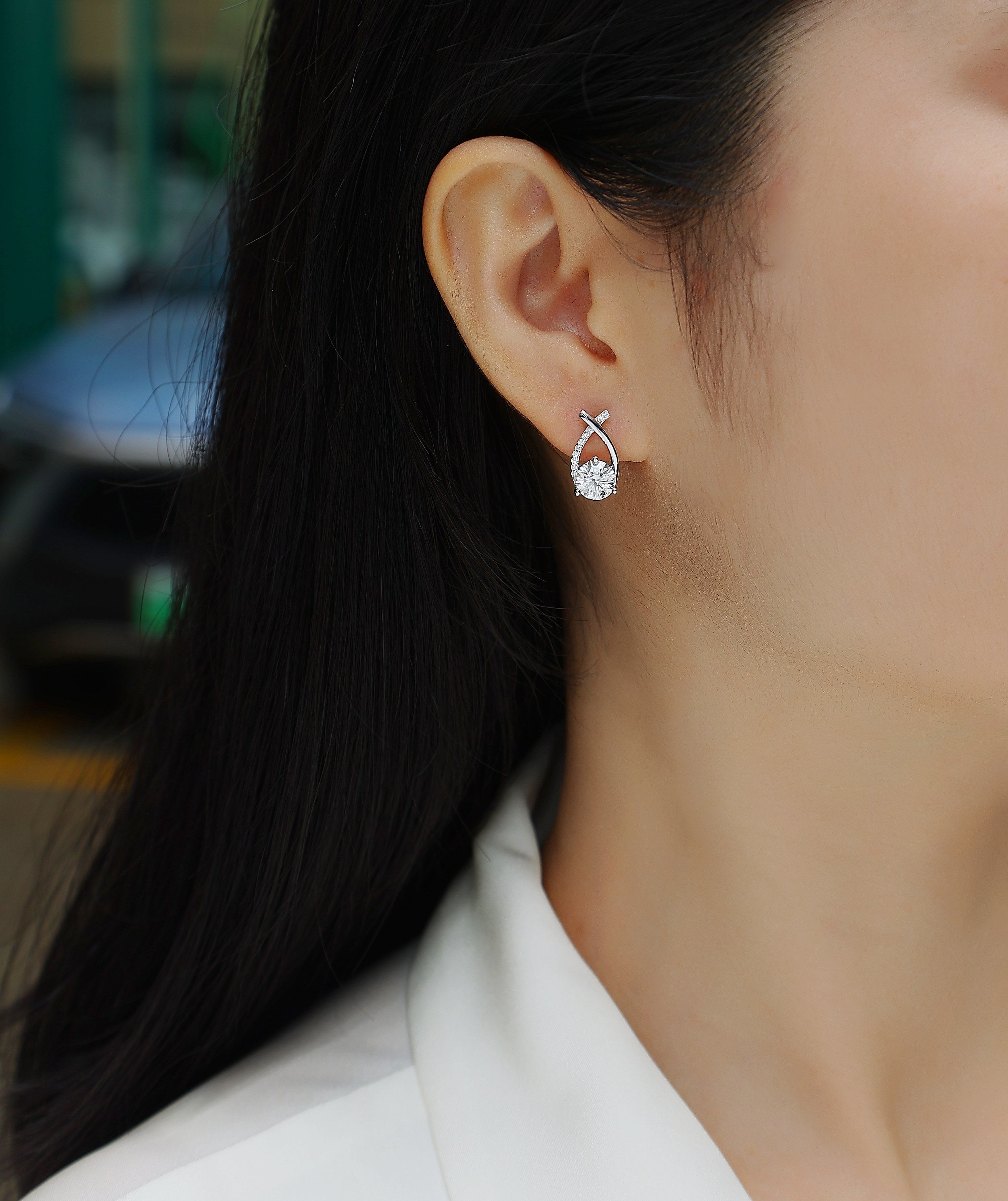 1Happy Encounter - Fashionable And Luxurious Diamond Jewelry Set With 1 - carat Moissan Diamond S925 Sterling Silver And Platinum - plated Stud Earrings Prohibit TikTok sales - 5 - cjdropshipping