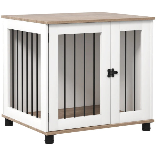 Dog Kennel Furniture Side End Table Indoor With Lockable Door, For Small And Medium Dogs, Walnut Brown - 5 - CJ