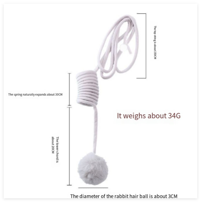 Cat Toy Self - Hi Sucker Spring Rabbit Hair Ball Interactive Play Pet Supplies Interactive Toys - 0 - CJ - Grey - Spring rabbit fur ball - CJMY153256513MN