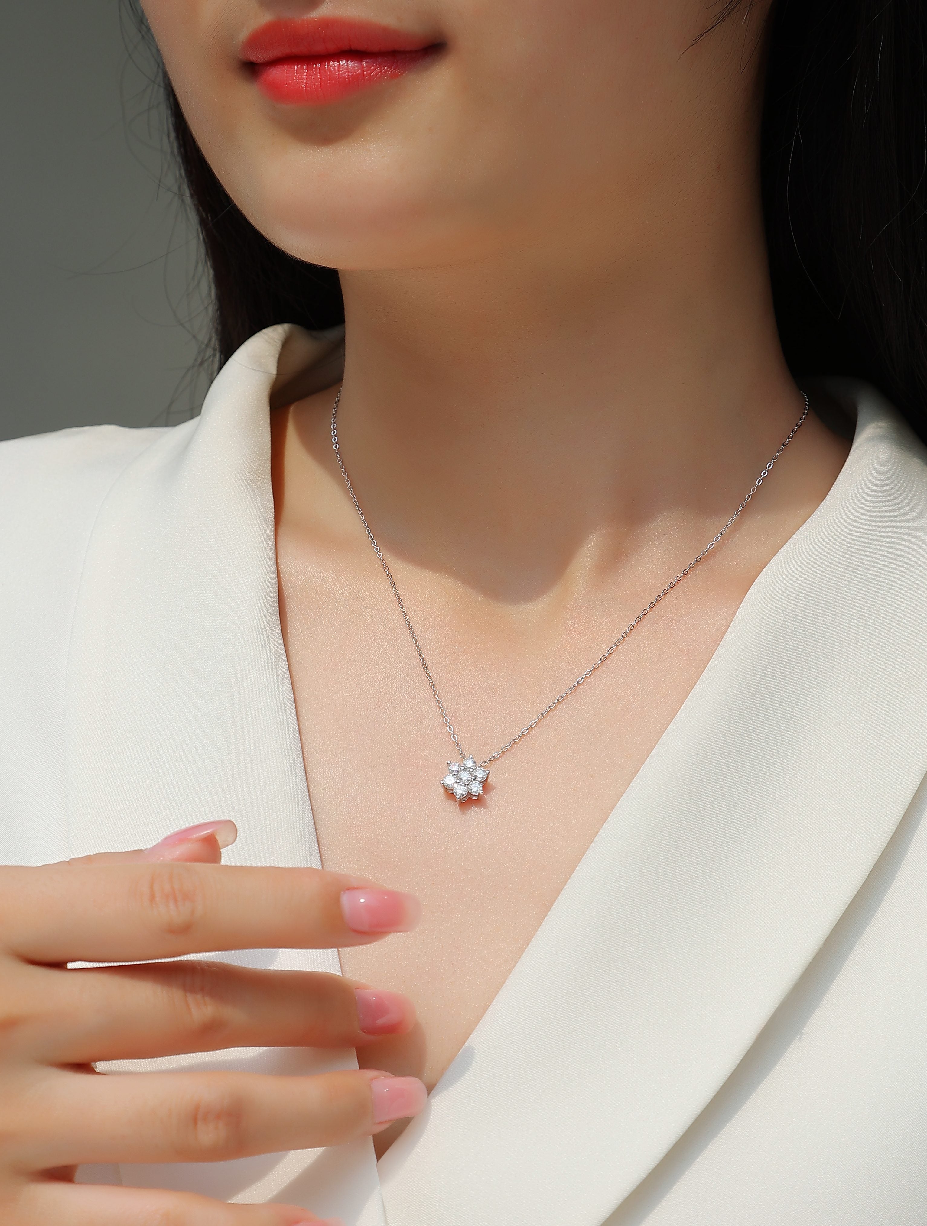 1Snowflakes Fluttering - A Fashionable And Luxurious Diamond Jewelry Pendant Set With Moissanite S925 Sterling Silver And Platinum Plating Prohibit TikTok sales - 5 - CJ