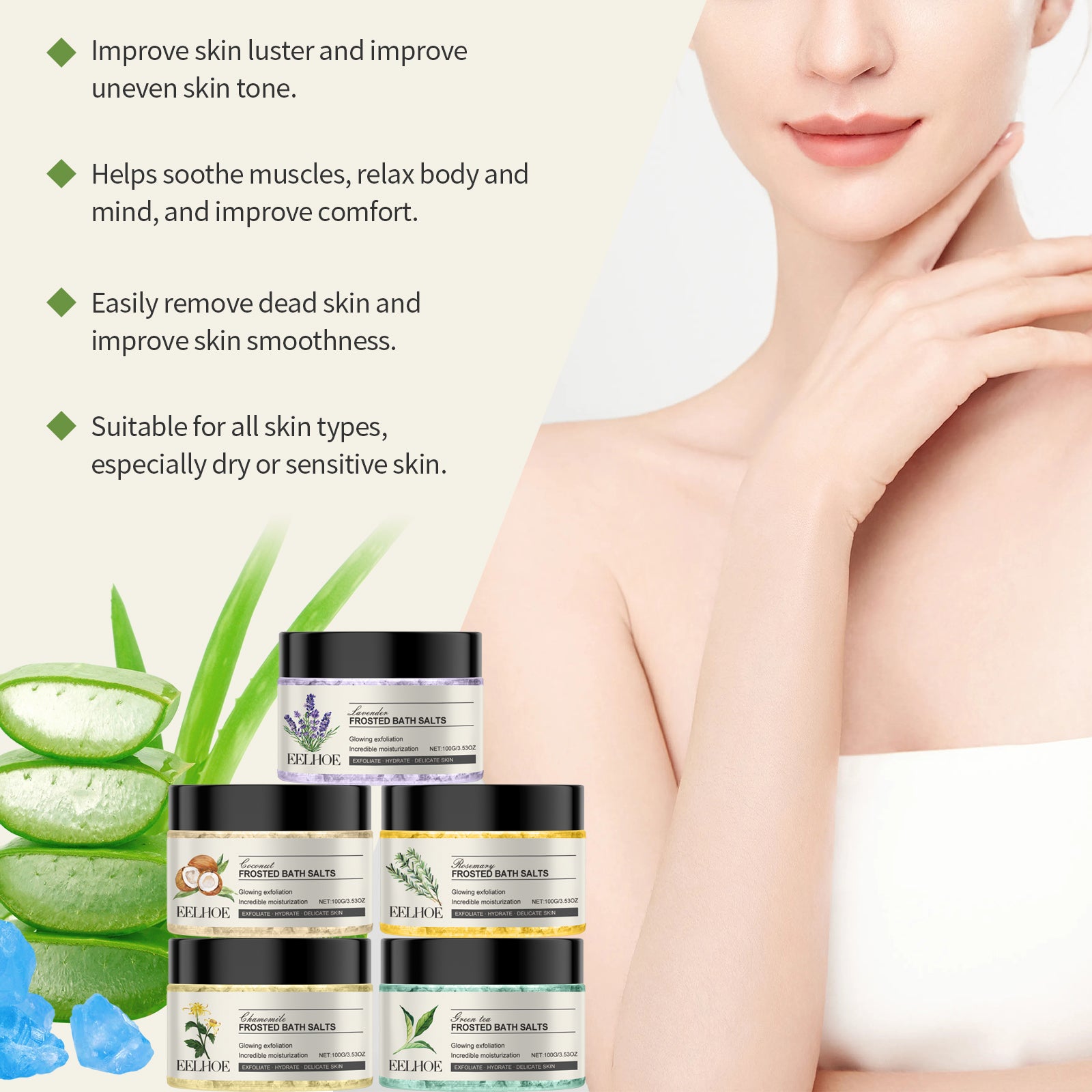 EELHOE Exfoliating Bath Salts Cleanse The Body, Nourish And Soothe Soft Skin, Moisturize And Smooth Bath Salts - 5 - CJ