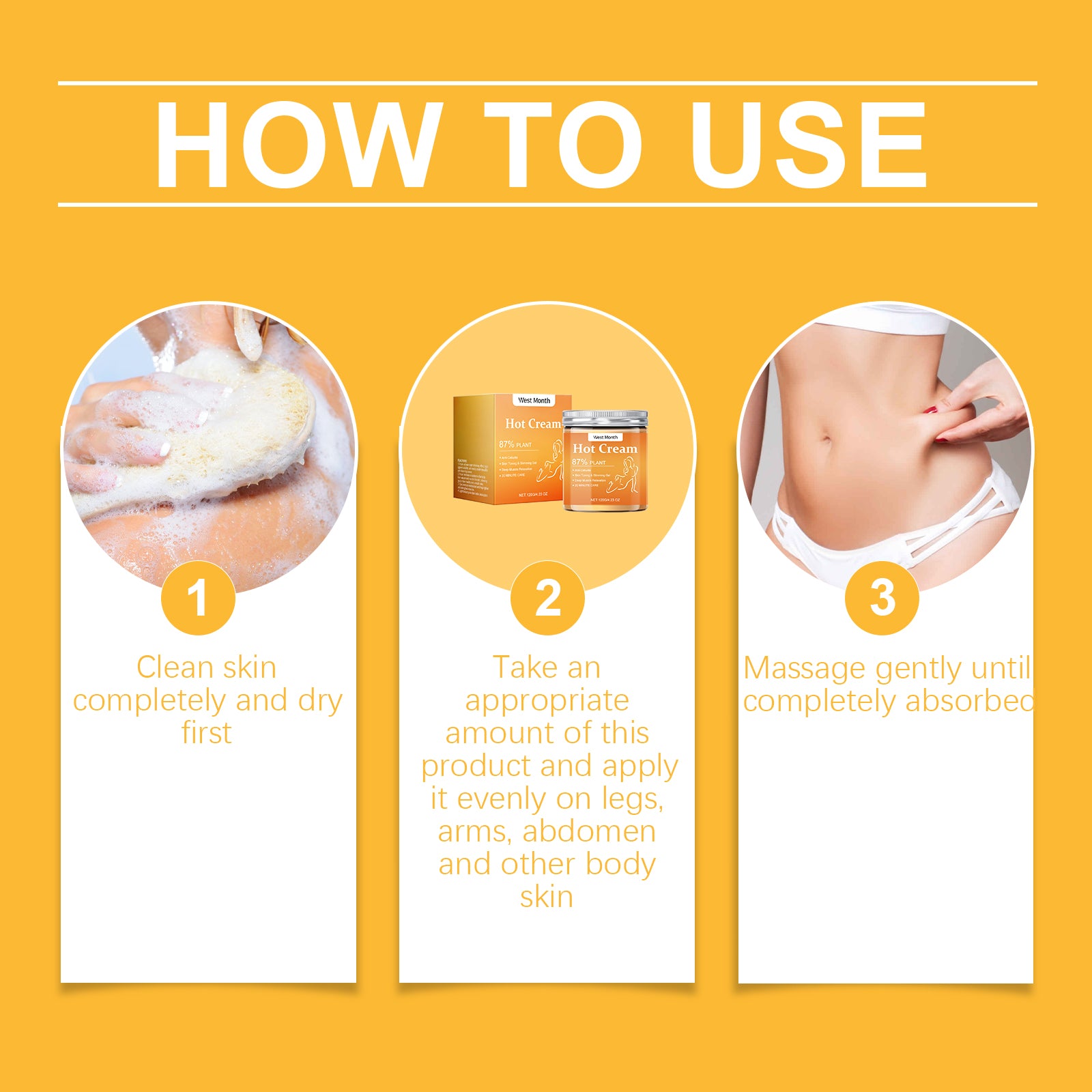 West&Month Body Cream, Skin Moisturizing Massage Treatment Firming Arm Concave Light Body Care Cream - 5 - CJ