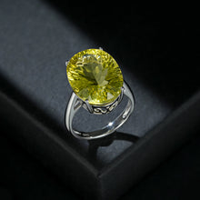 Natural Gem Inlaid Ring Female S925 Sterling Silver Lemon Crystal Luxury Ring - 4 - CJ