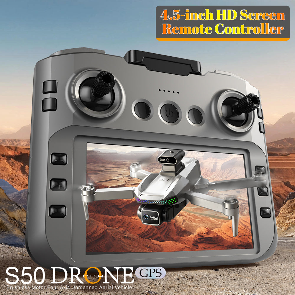 S50 PRO GPS Drone With 2 Batteries, 4.5 - inch Large Screen Remote, Real - Time HD Camera, Obstacle Avoidance, Extended Flight Time - 5 - CJ