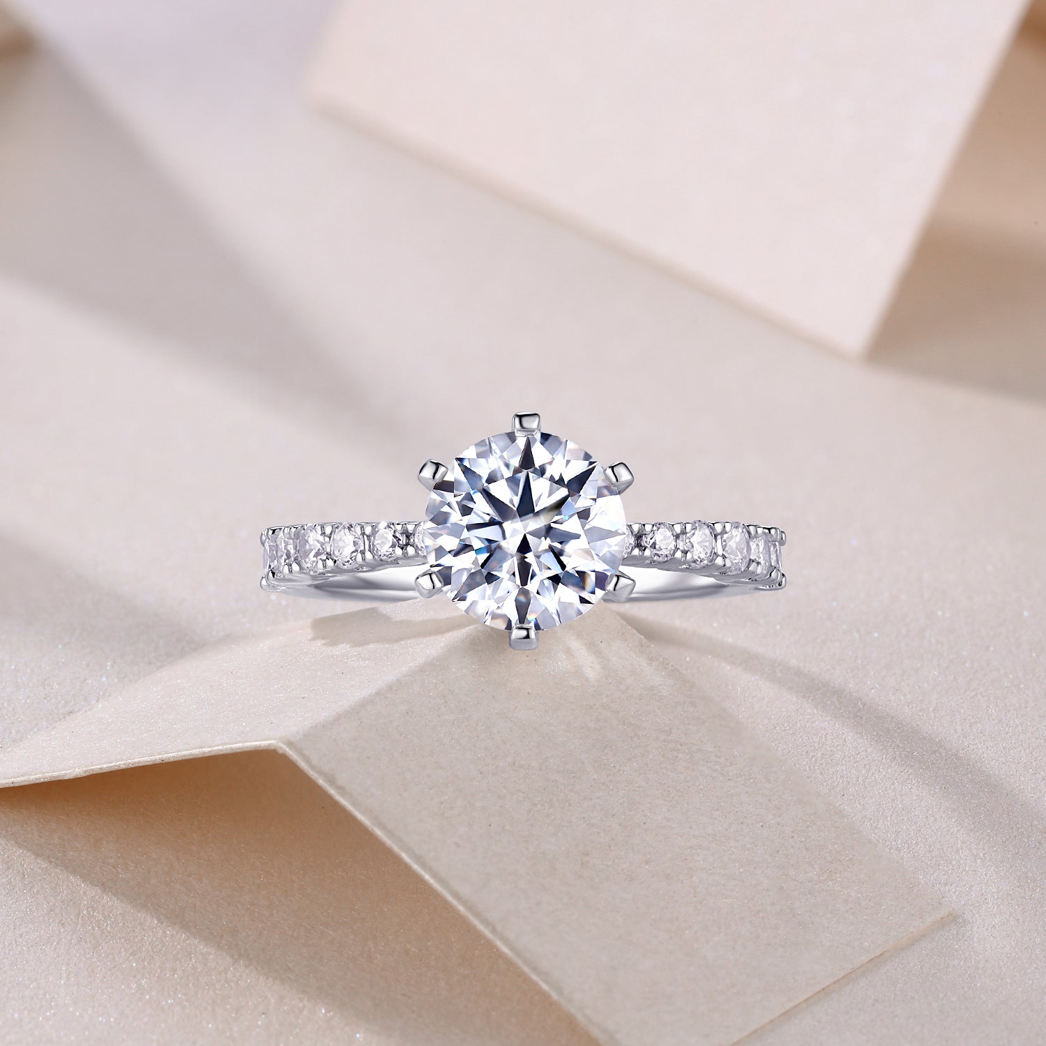 1Large Diamond Diamond Ring Luxury Fashion Set Moissanite Silver Ring Prohibit TikTok sales - 5 - CJ