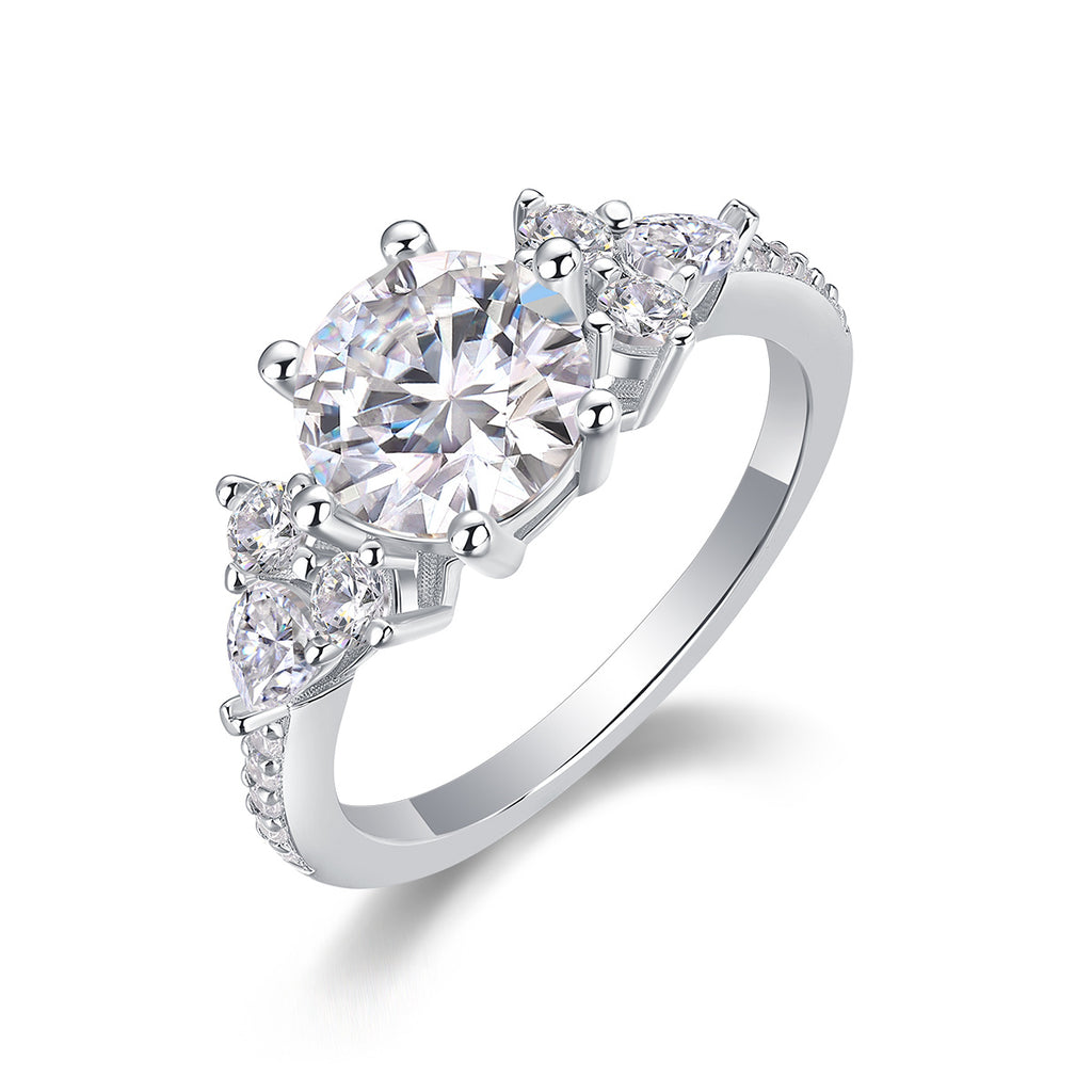 Luxury Fashion Diamond Ring Moissanite Silver Ring