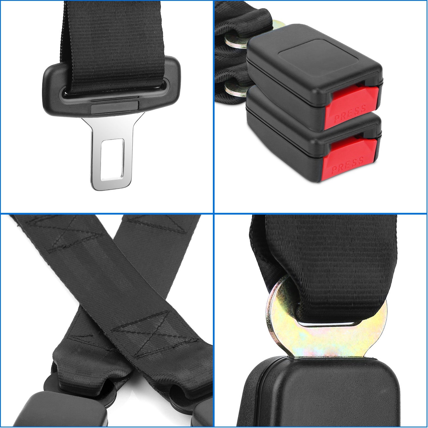 2Pcs Car Seat Belt Extender 14.37in Buckle Tongue Webbing Extension Safety Belt Auto Belt Clip Lengthening - 5 - CJ