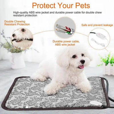 Pet Heating Pad Dog Cat Electric Heating Mat Waterproof Adjustable Warming Blanket - 5 - CJ