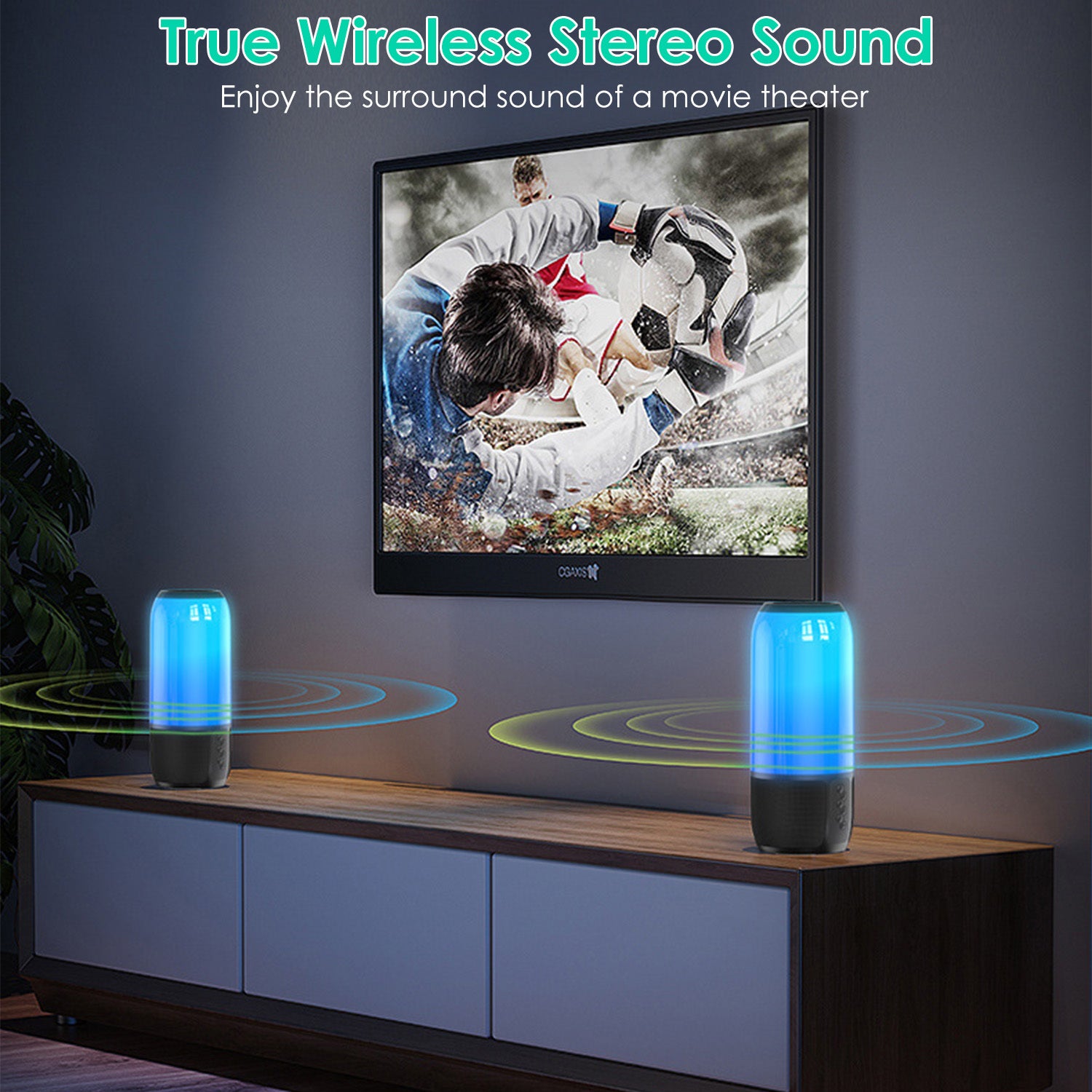 1Pc Wireless Portable Speaker Loud Stereo Speaker With 6 Color Changing Lights Radio Party TWS Speaker For Home Outdoor Travelling