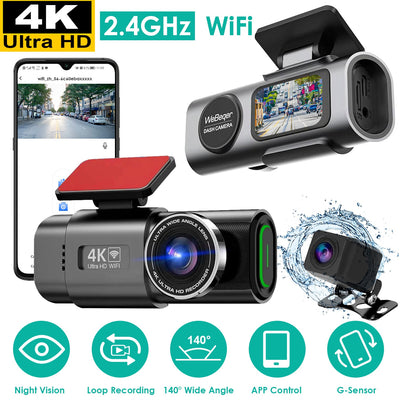 1Pc 4K 1080P Car Dash Cam 2.4GHz WiFi Car Camera Mini Driving Recorder With 140 Degree Wide Angle APP Control Night Vision G - sensor Loop Recording - 5.0 - cjdropshipping