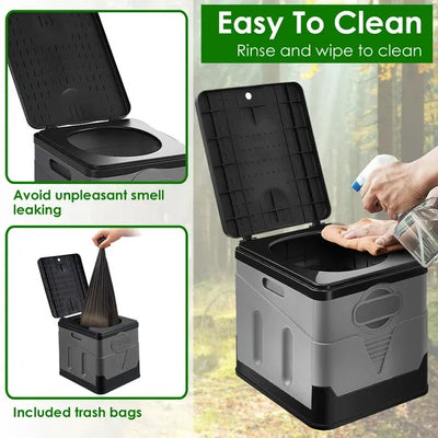 Portable Toilet For Car Camping Boating Hiking Outdoor Travel Potty With Carry Bag Foldable Emergency Toilet With Lid Trash Bags - 5 - CJ