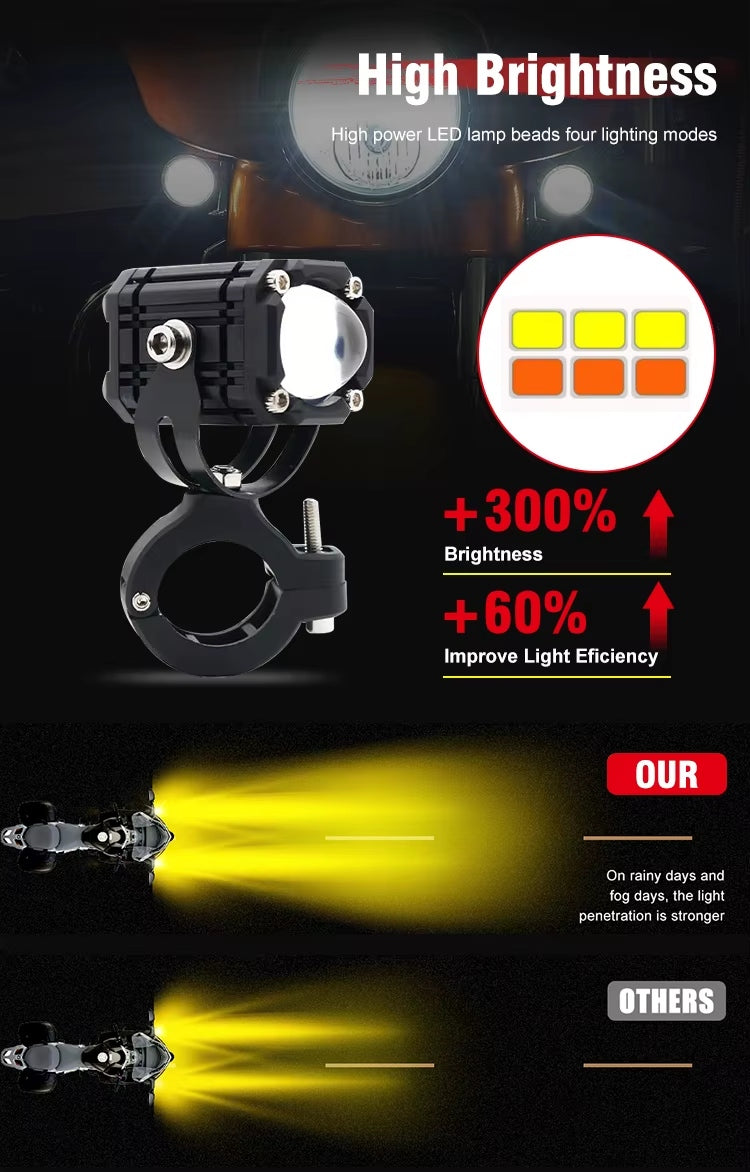 2pcs M5 Spotlight Ultra Bright LED Fog Lights, Headlights, Motorcycles, Cars, Projectors, Waterproof, Universal, Suitable For Motorcycles, SUV, Small, Auxiliary, Spotlight, 12W - 5 - CJ
