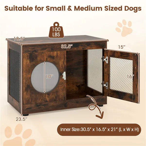 2 - in - 1 Dog Crate End Table - Rustic Brown, 88lbs Capacity, Farmhouse Style, 32.5"x18.5"x23.5" - 5 - CJ
