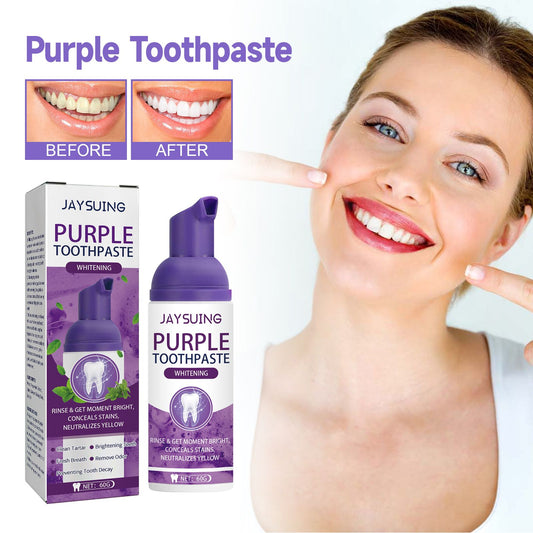 Jaysuing Purple Tooth Whitening Toothpaste Brightens Teeth, Cleanses Stains, Diminishes Odors, And Beauties Teeth Toothpaste - 5 - CJ